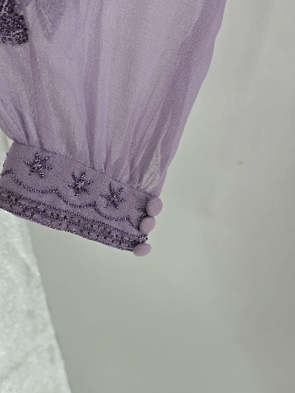Nasty Fal Collection Beaded Embroidered Lavender Long-Sleeve Romper - Picture 6 of 12